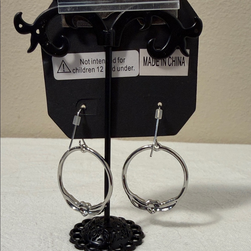 Juicy Couture Silver Crystal Hoop Earrings - Picture 3 of 4